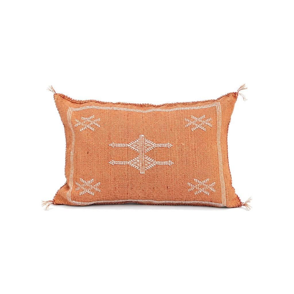 Marokkansk putetrekk 40x60 terracotta med lyse broderier