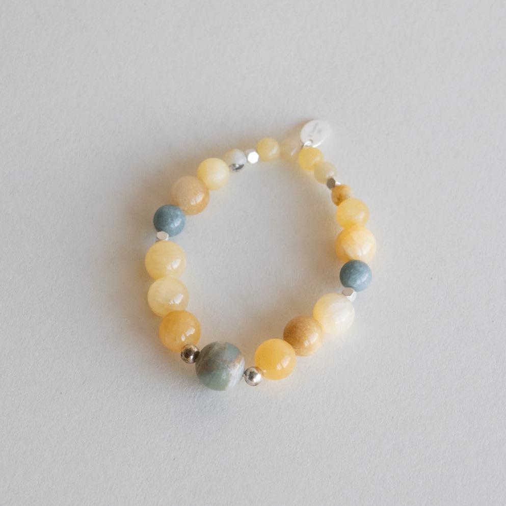 Armbånd med halvedelstener - Gul solsten