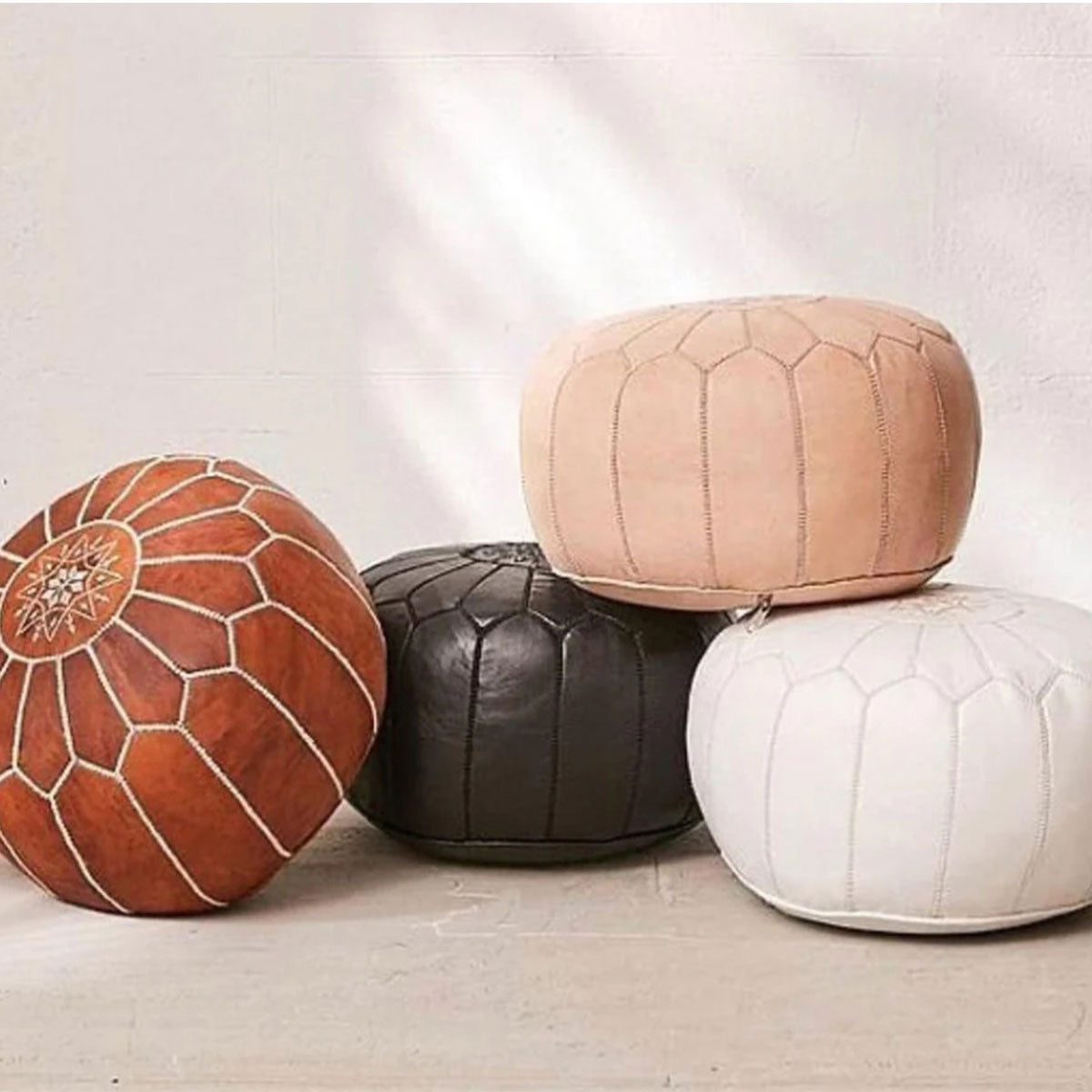 Marokkansk skinnpuff mørkebrun