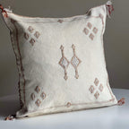 Kalkhvitt Marokkansk putetrekk i agavesilke 50x50