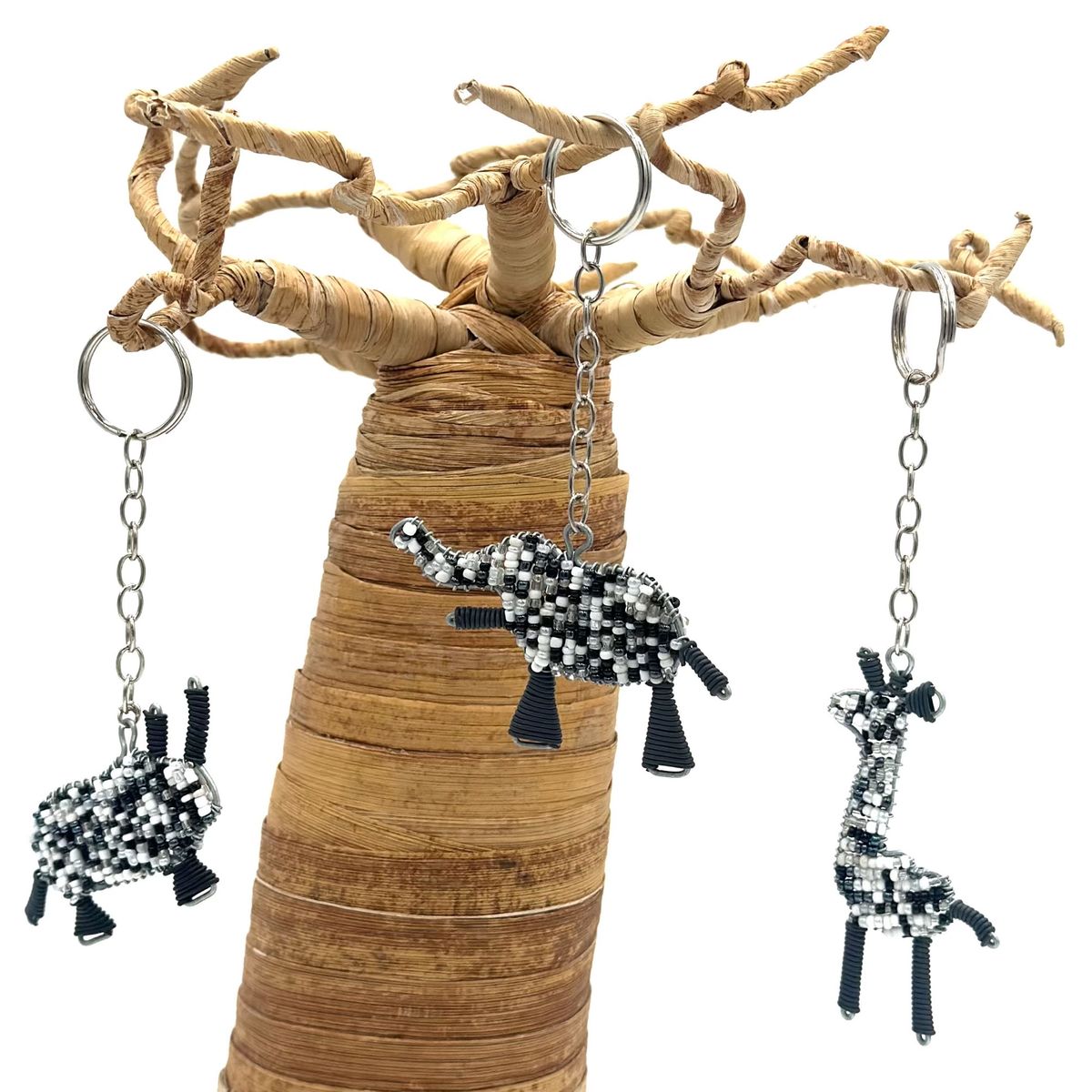 Perlet nøkkelring i afrikanske dyr