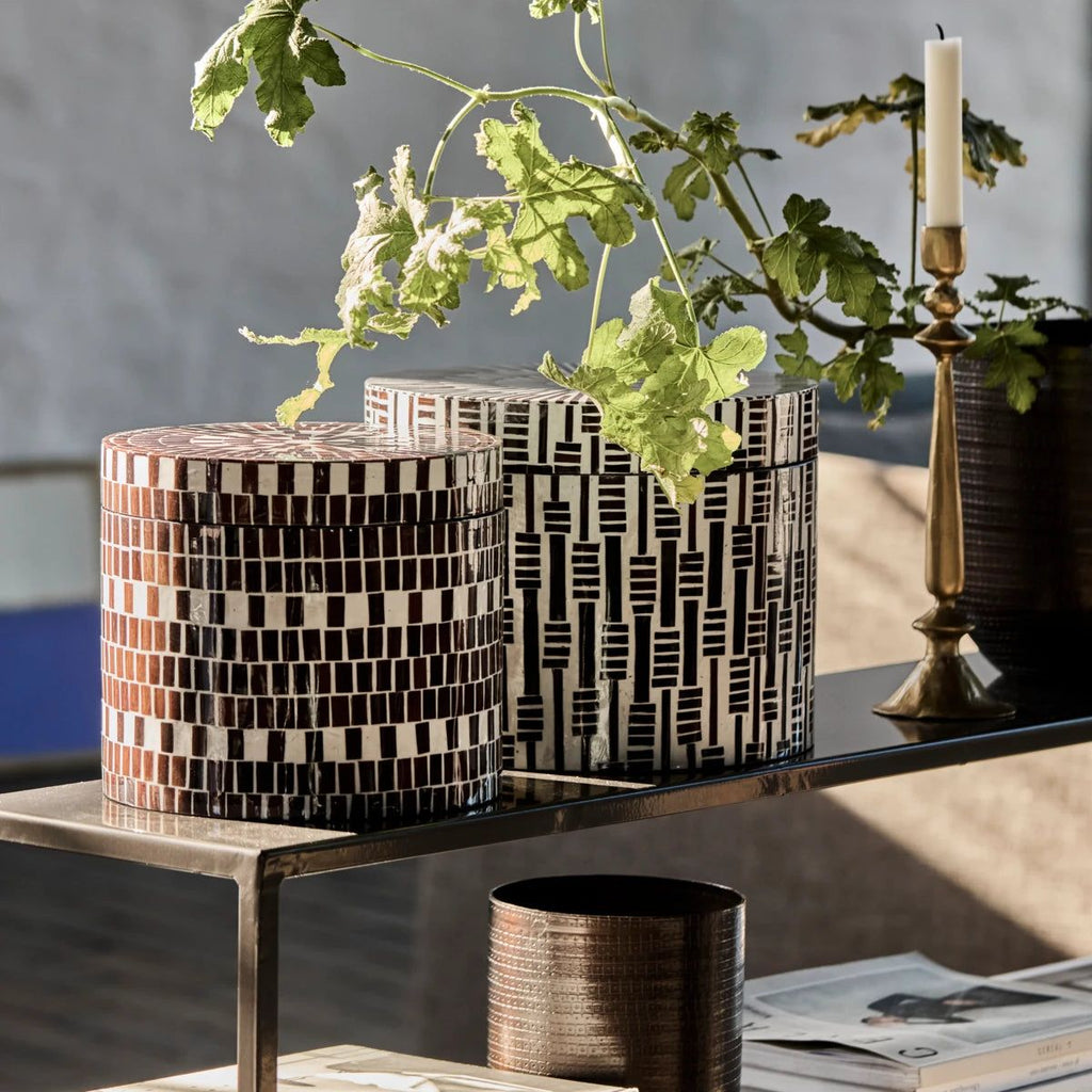 Oppbevaringsboks i bambusmosaikk