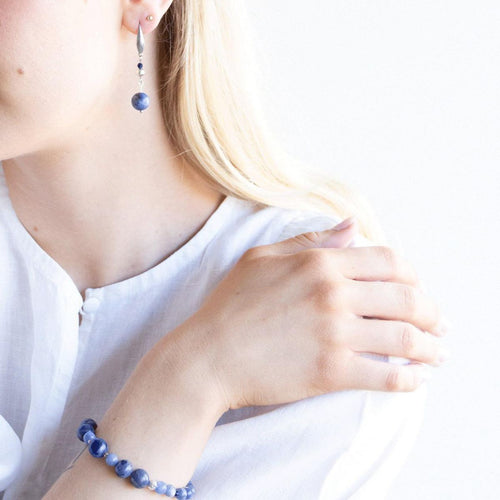 Armbånd med halvædelsten - Blå lapis lazuli og agat