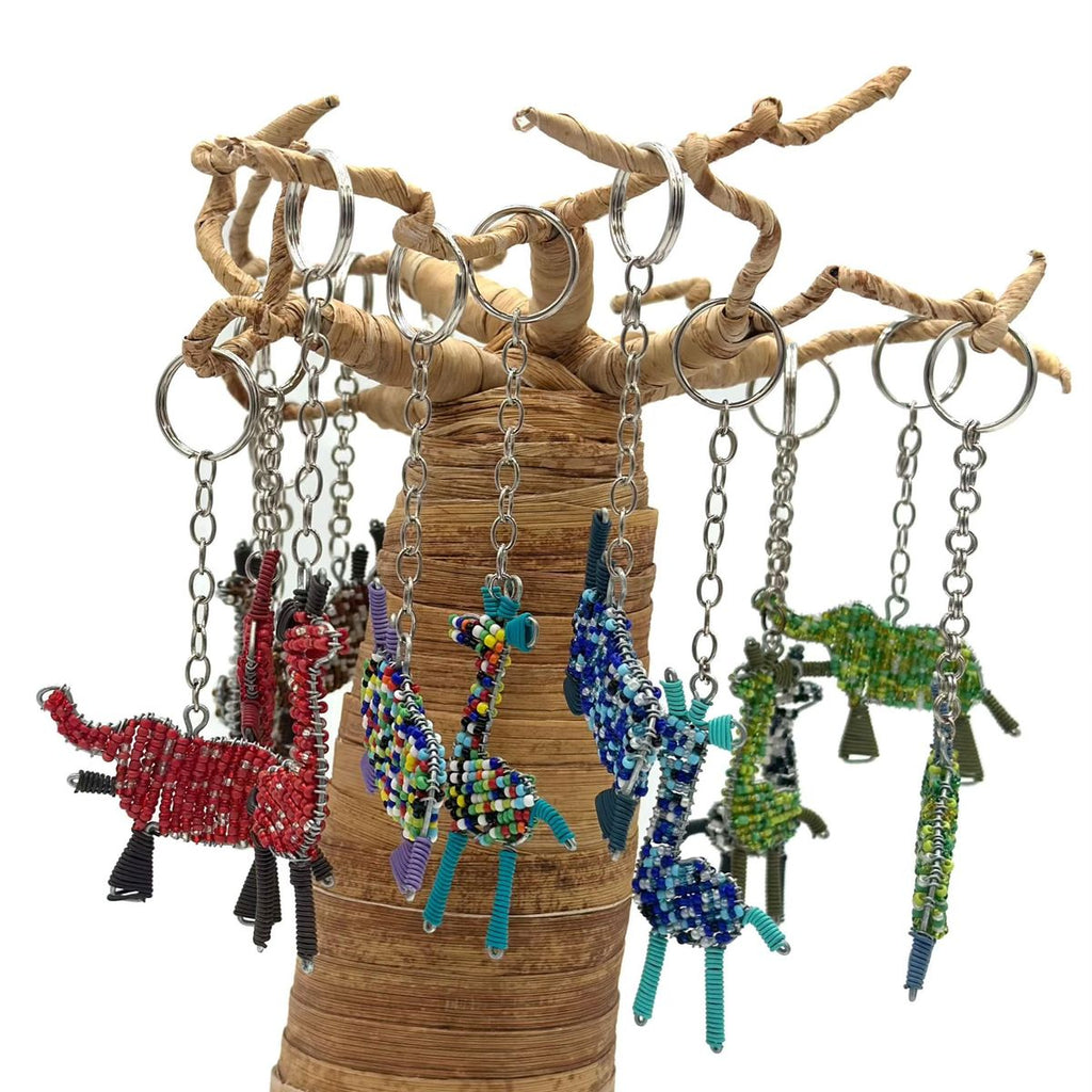 Perlet nøkkelring i afrikanske dyr