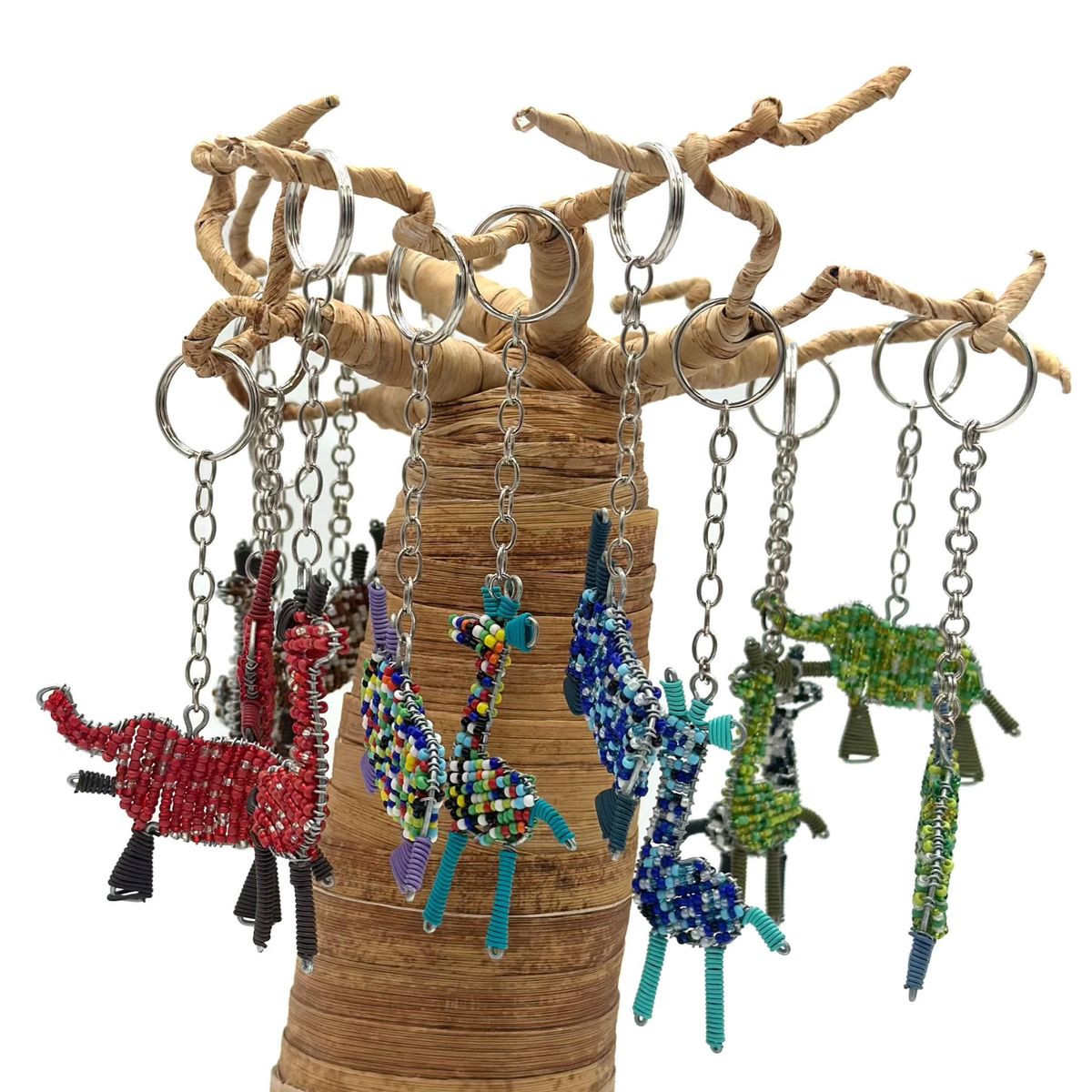 Perlet nøkkelring i afrikanske dyr