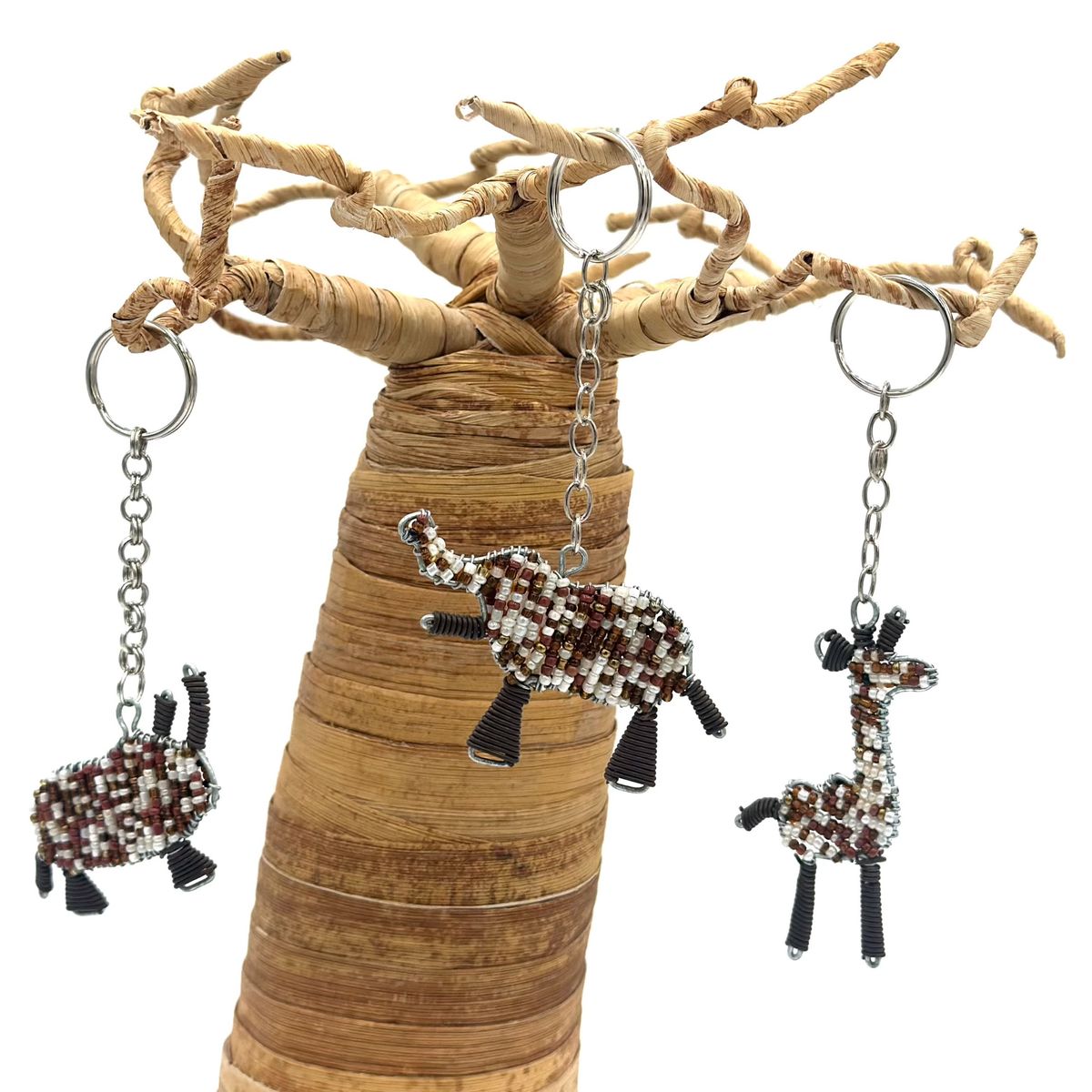 Perlet nøkkelring i afrikanske dyr