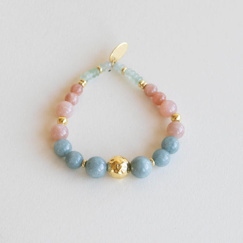 Bracelet with semi-precious stones - rose quartz and jade