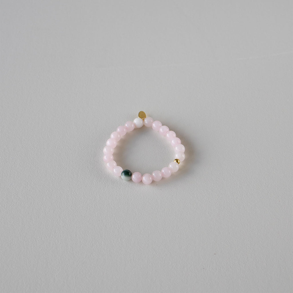 Armbånd med halvedelstener - Rosenkvarts og grønn agat