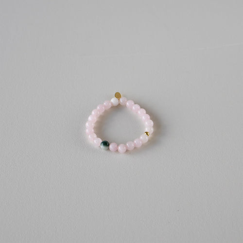 Bracelet with semi-precious stones - Rose quartz and green agate