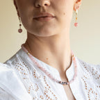 Halskjede med halvedelstener - Rosenkvarts