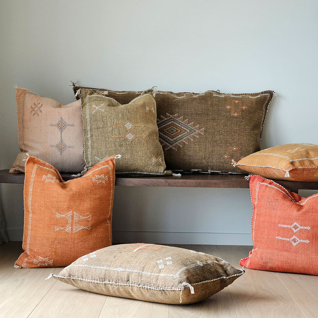 Marokkansk putetrekk i agavesilke 50x50