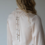 Halskjede med halvedelstener - Hvit agat