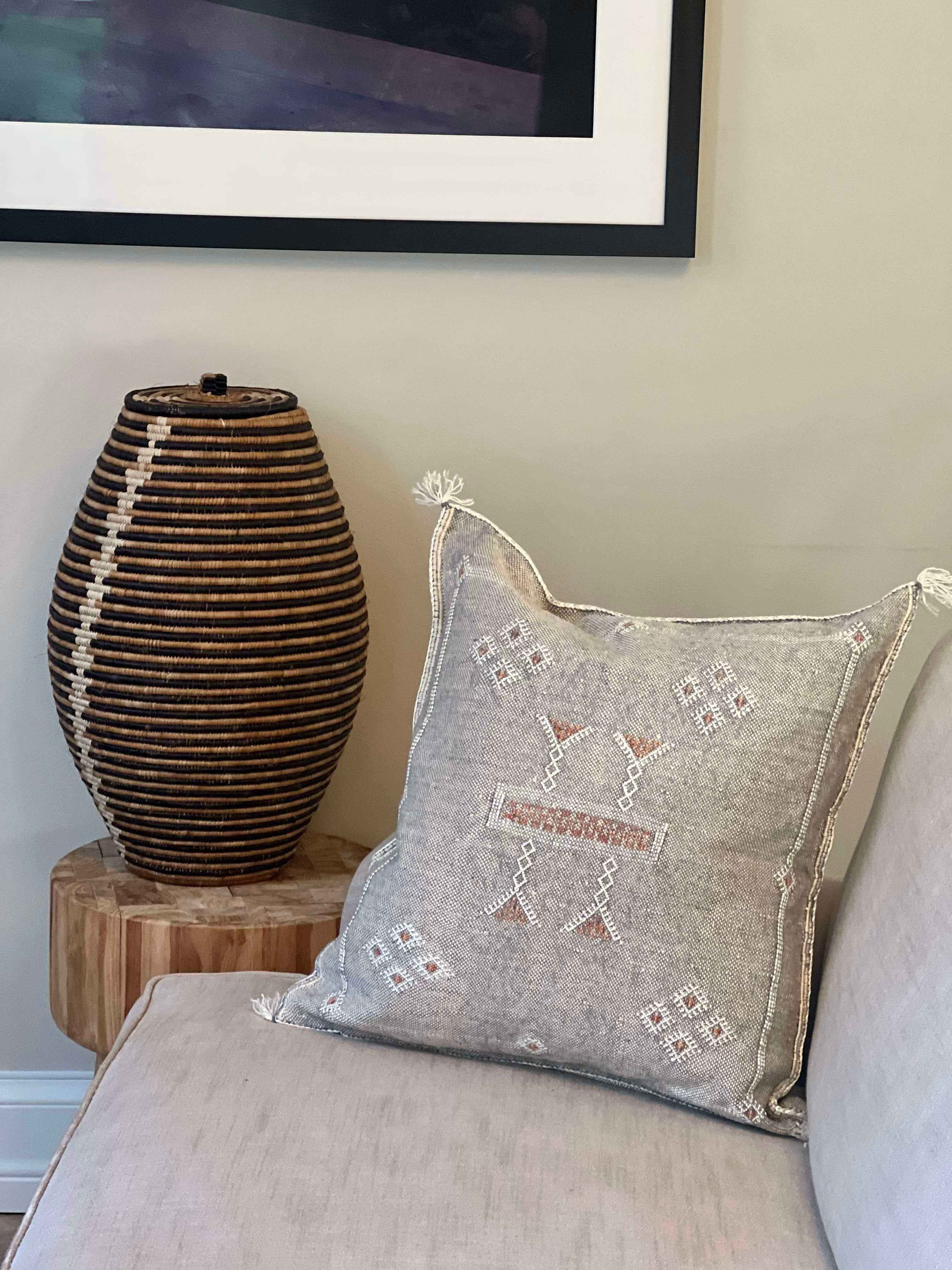 Marokkansk putetrekk i agavesilke 50x50