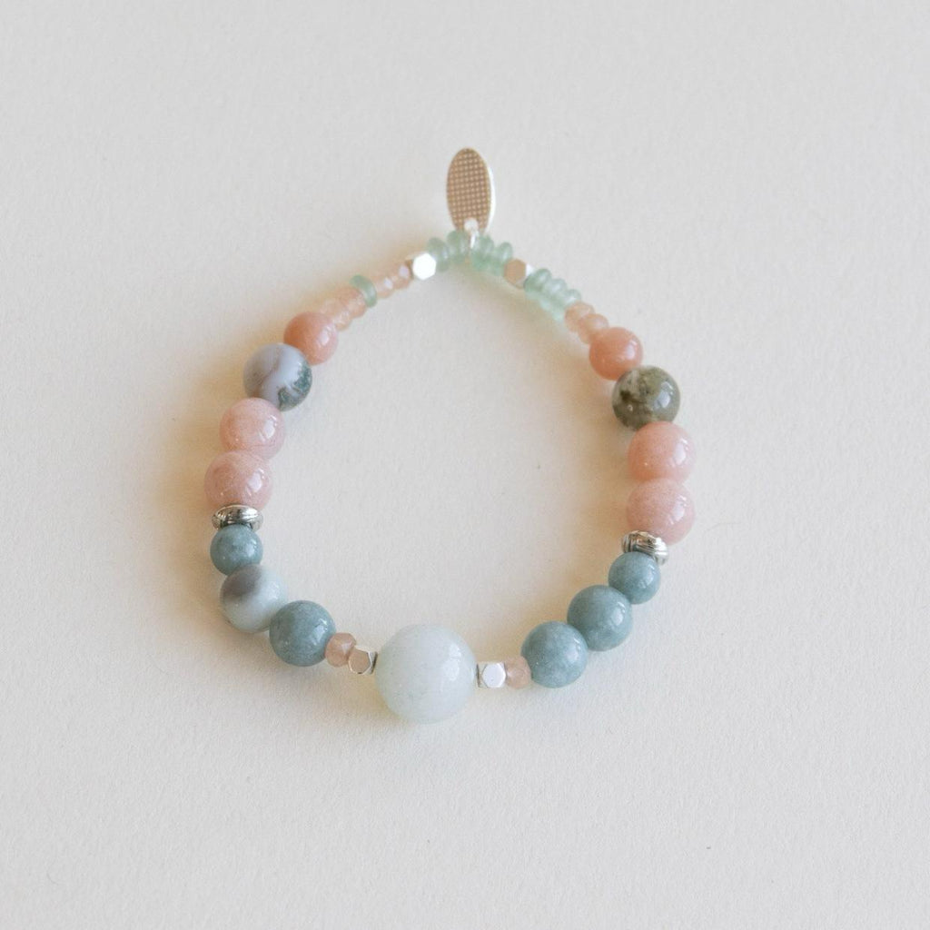 Armbånd med halvedelstener - Jade og rosenkvarts