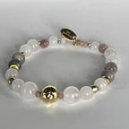 Armbånd med halvedelstener - Rosenkvarts og agat