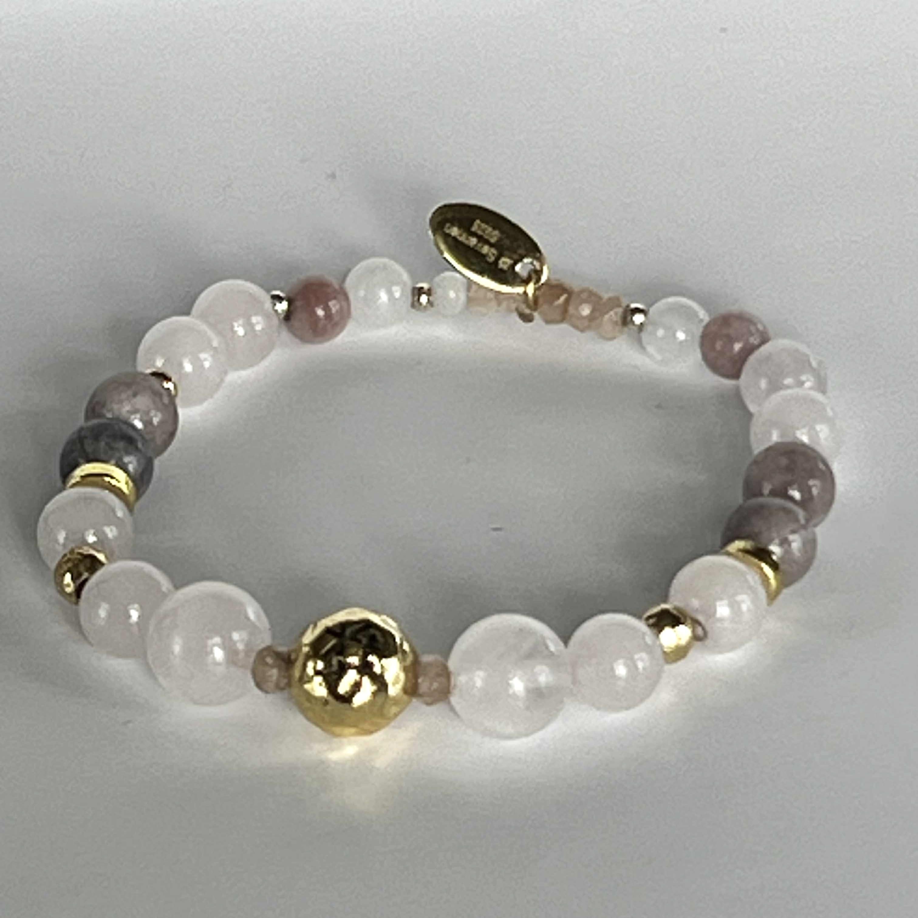 Armbånd med halvedelstener - Rosenkvarts og agat