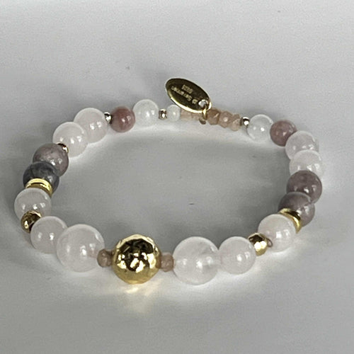 Armbånd med halvedelstener - Rosenkvarts og agat